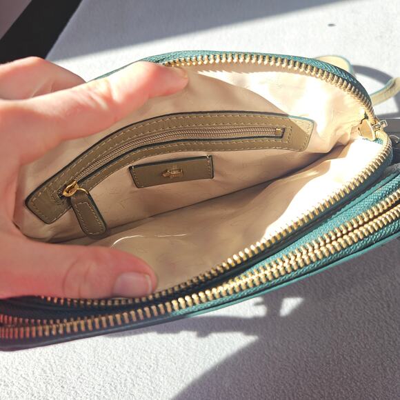 Radley London Leather Crossbody Bag Beige Double Zip Small Purse - Picture 5 of 10